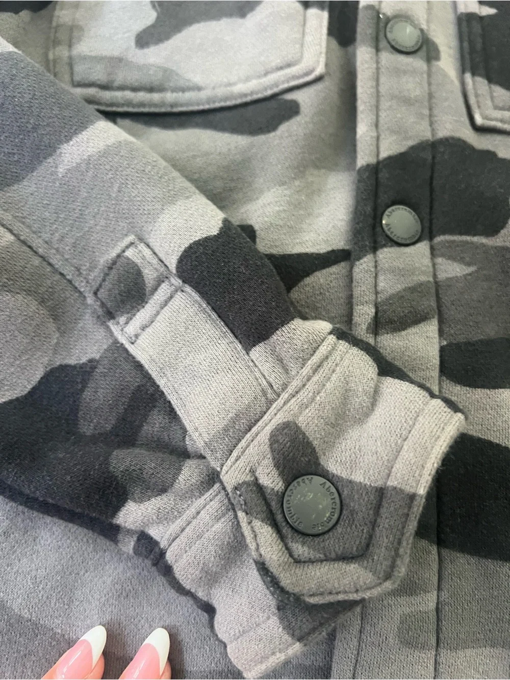 Abercrombie Kids Boys Camo Hooded Jacket Gray Black Size 7/8